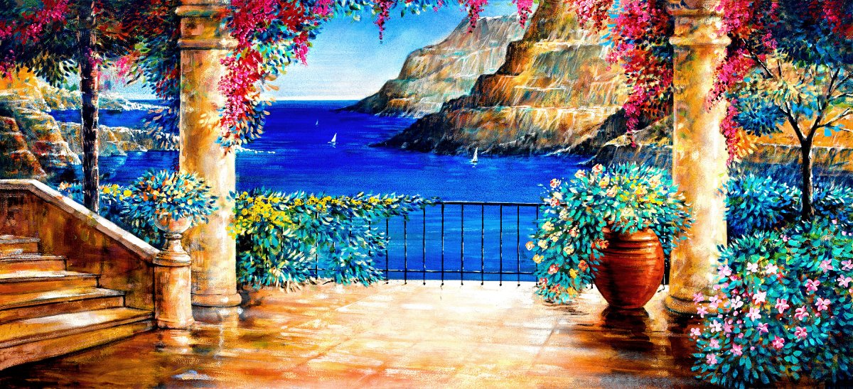 Trompe l'oeil PT 200001 - vista sulla Terrazza Cinque Terre